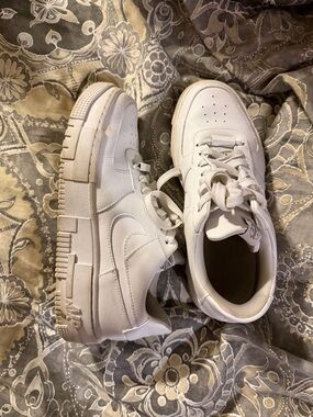 Nike All-White Chunky Platform Air force ones